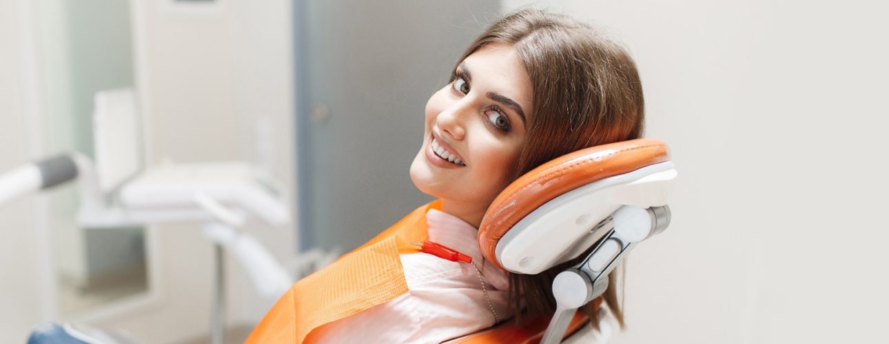 A lady on a dentist's chair