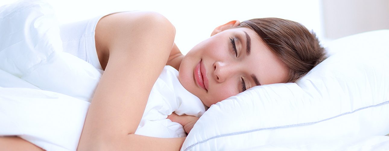 A lady sleeping happily