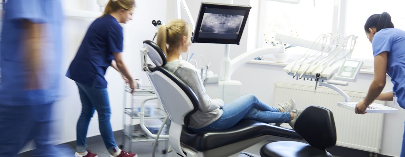 A lady with dentists